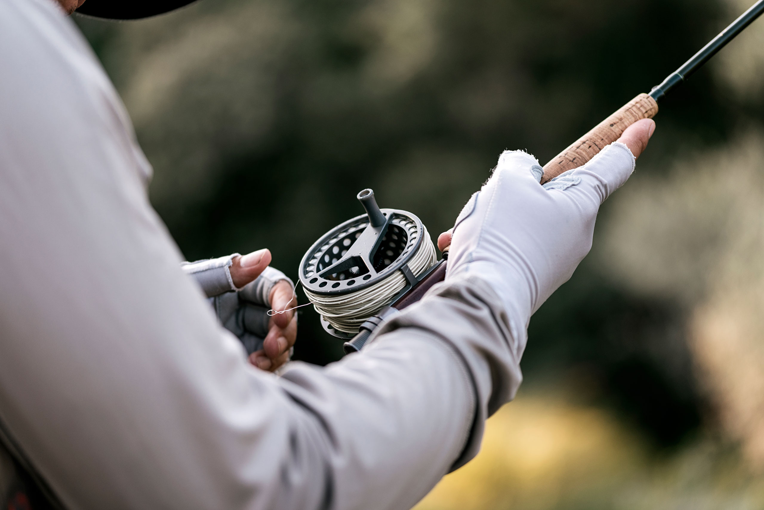 Fishing grey sleeve rod and reel